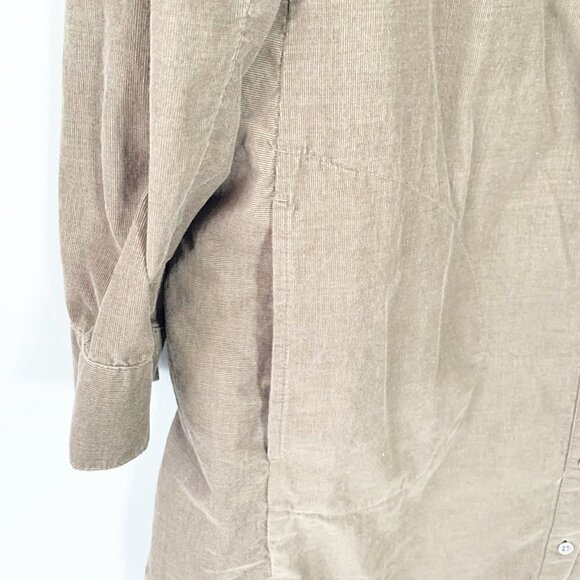 J. Jill corduroy green-brown long sleeve button front collared knee length dress - Picture 2 of 10